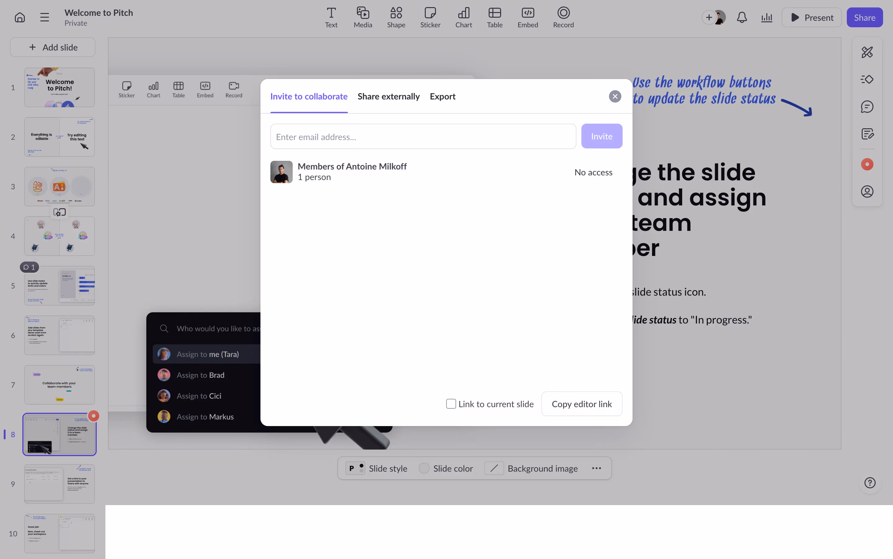Pitch Invite Collaborators