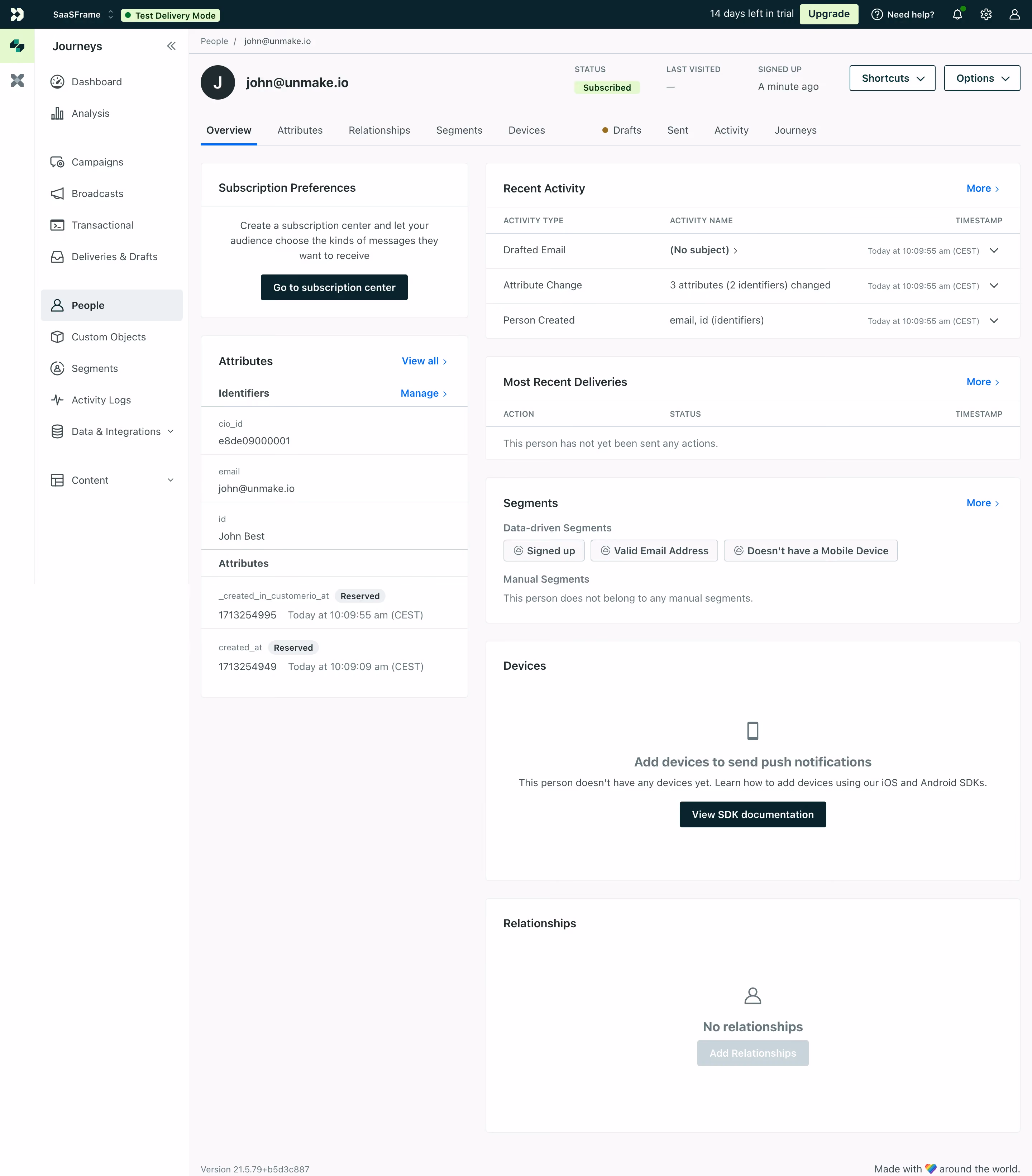 Customer.io Contact Details