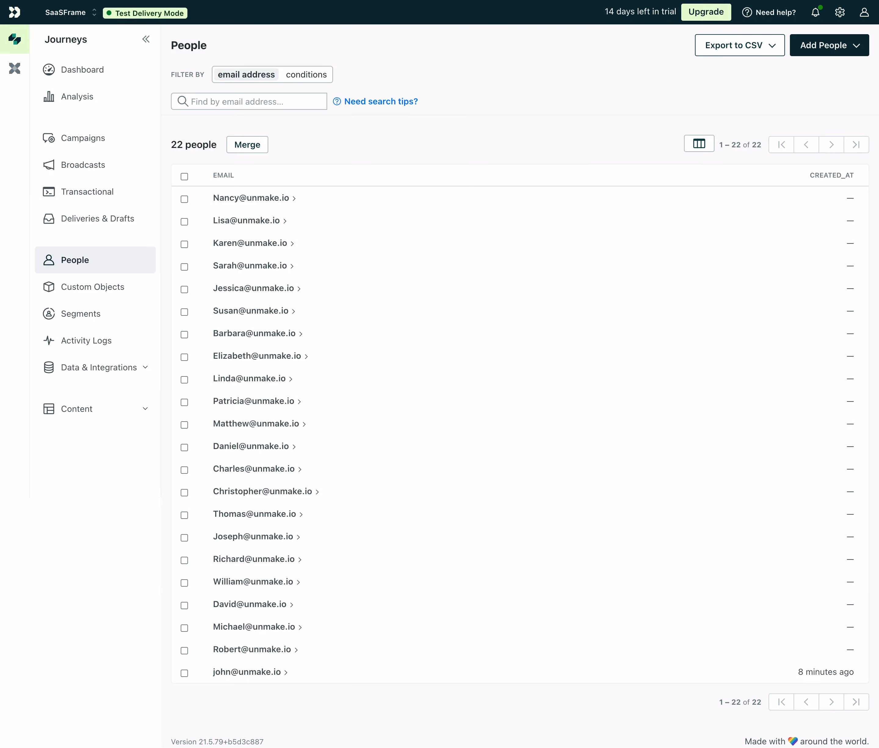 Customer.io Contact Table