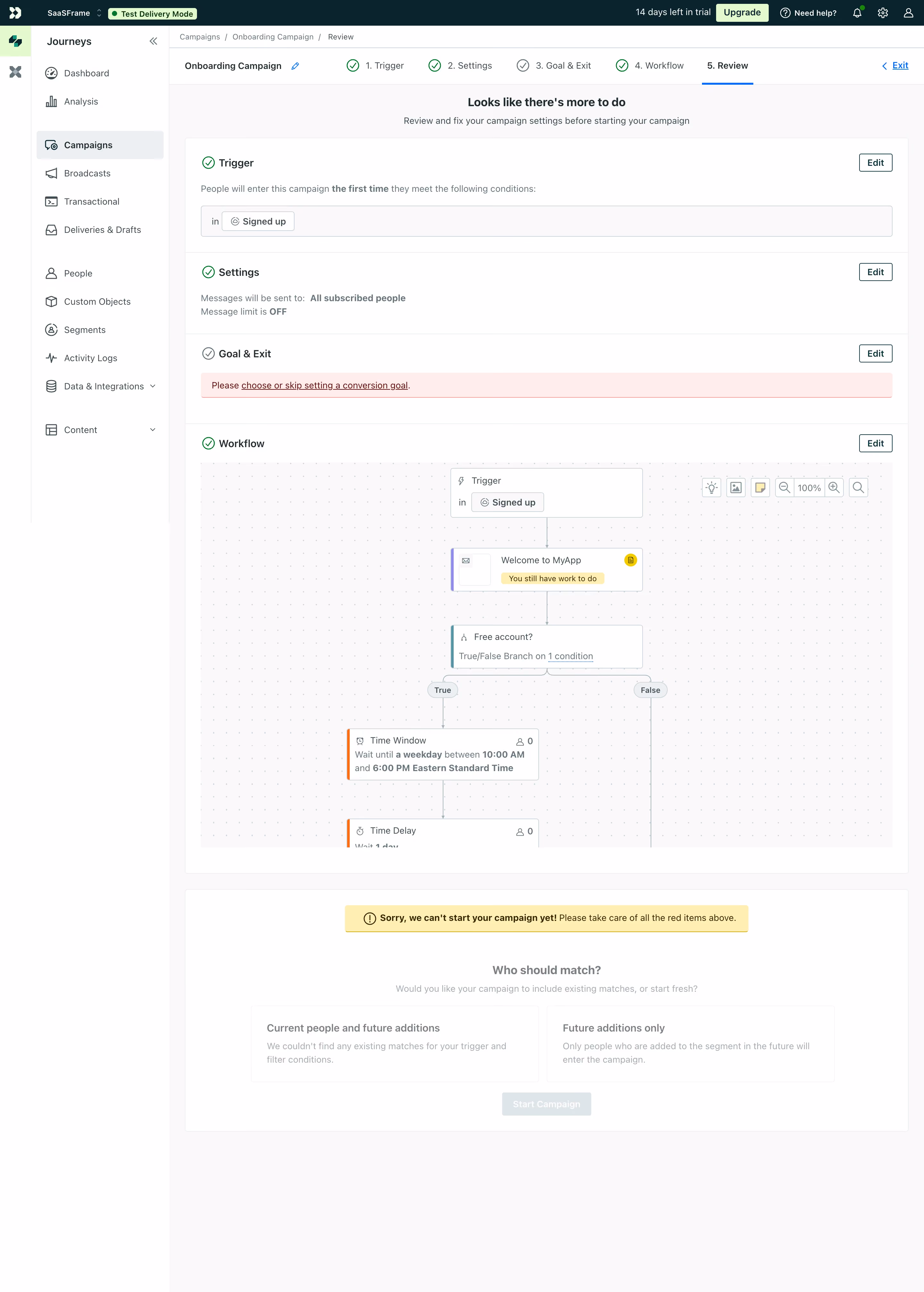 Customer.io Campaign Review