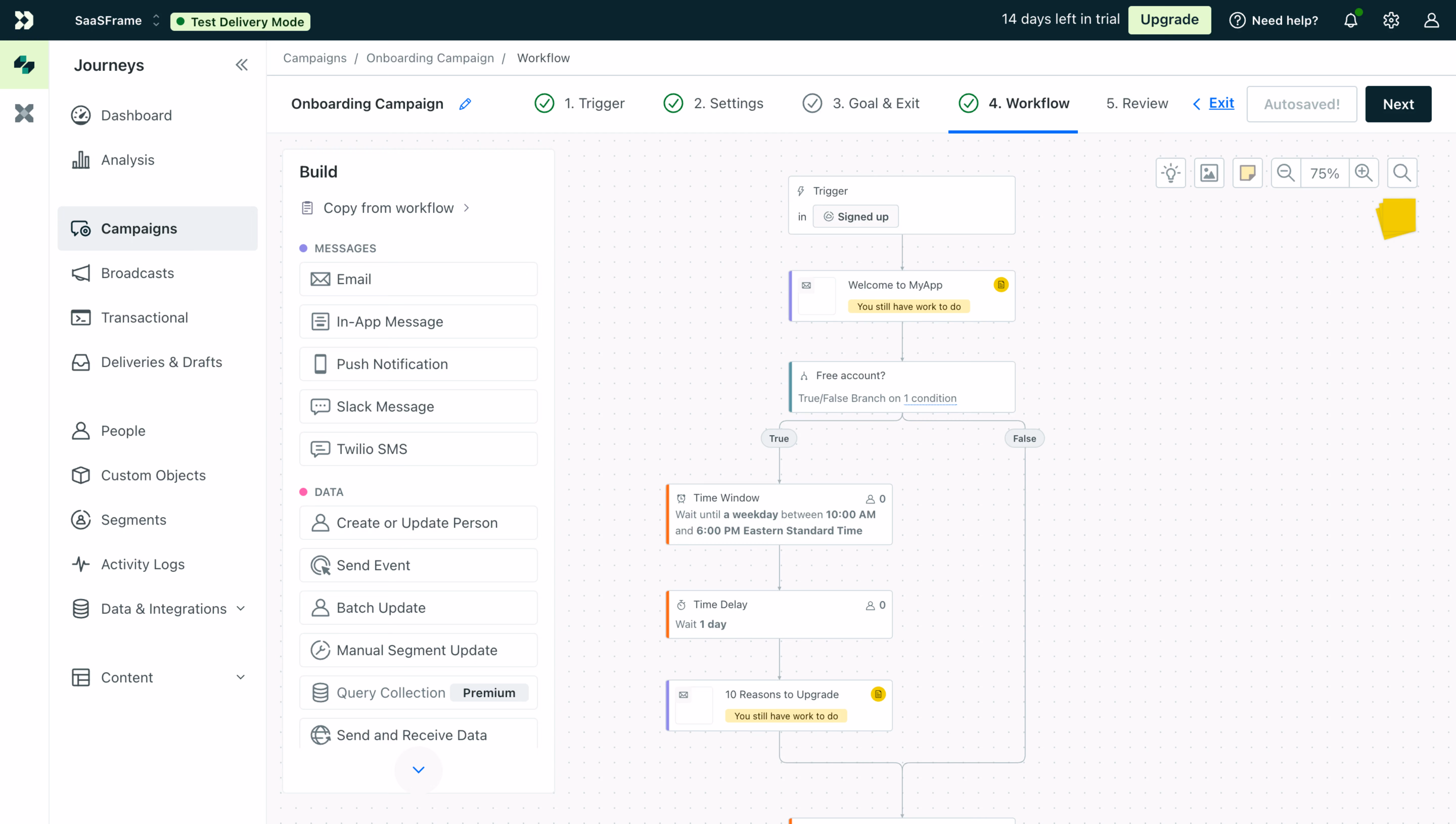 Customer.io Campaign Workflow