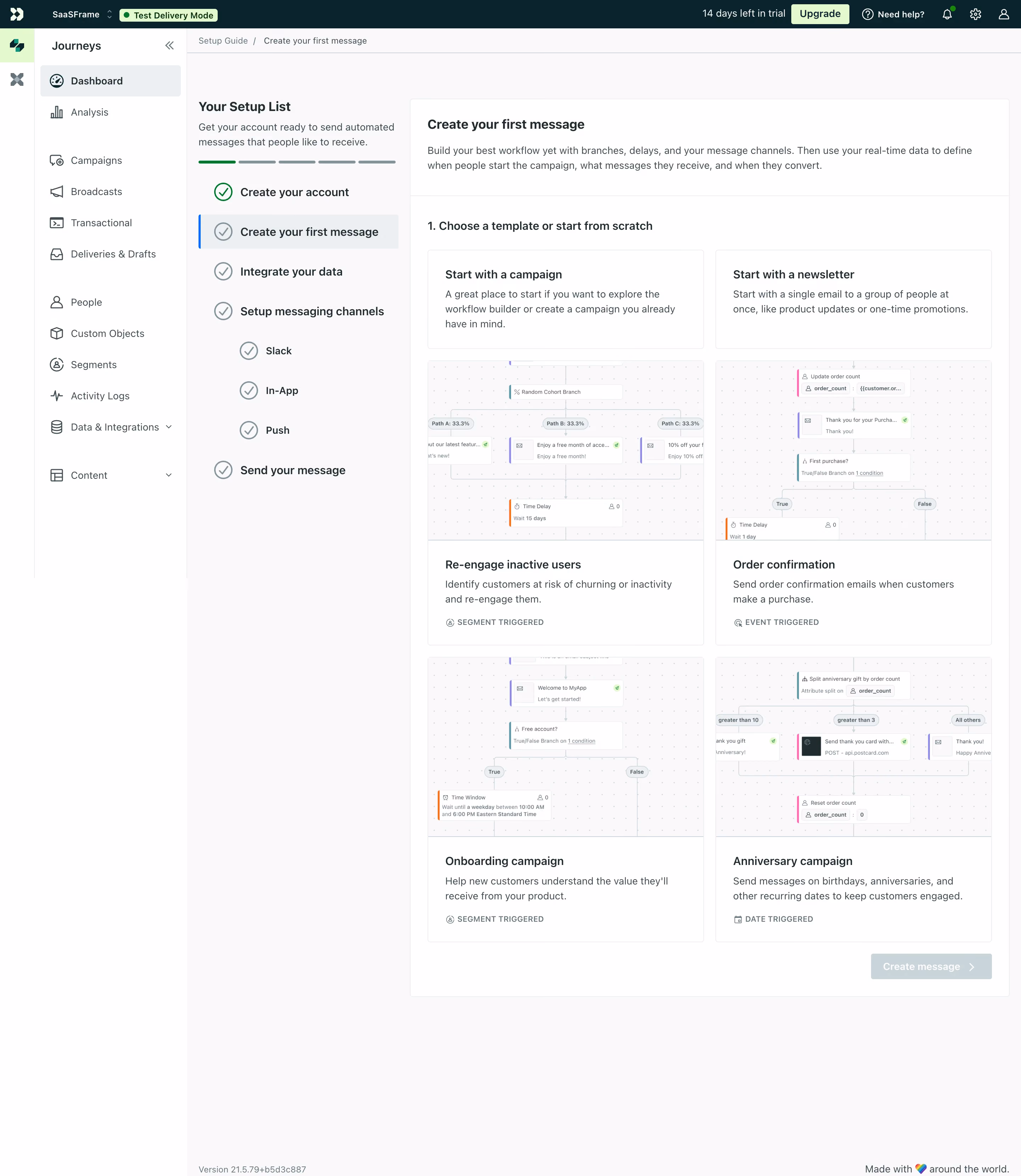 Customer.io Create First Campaign