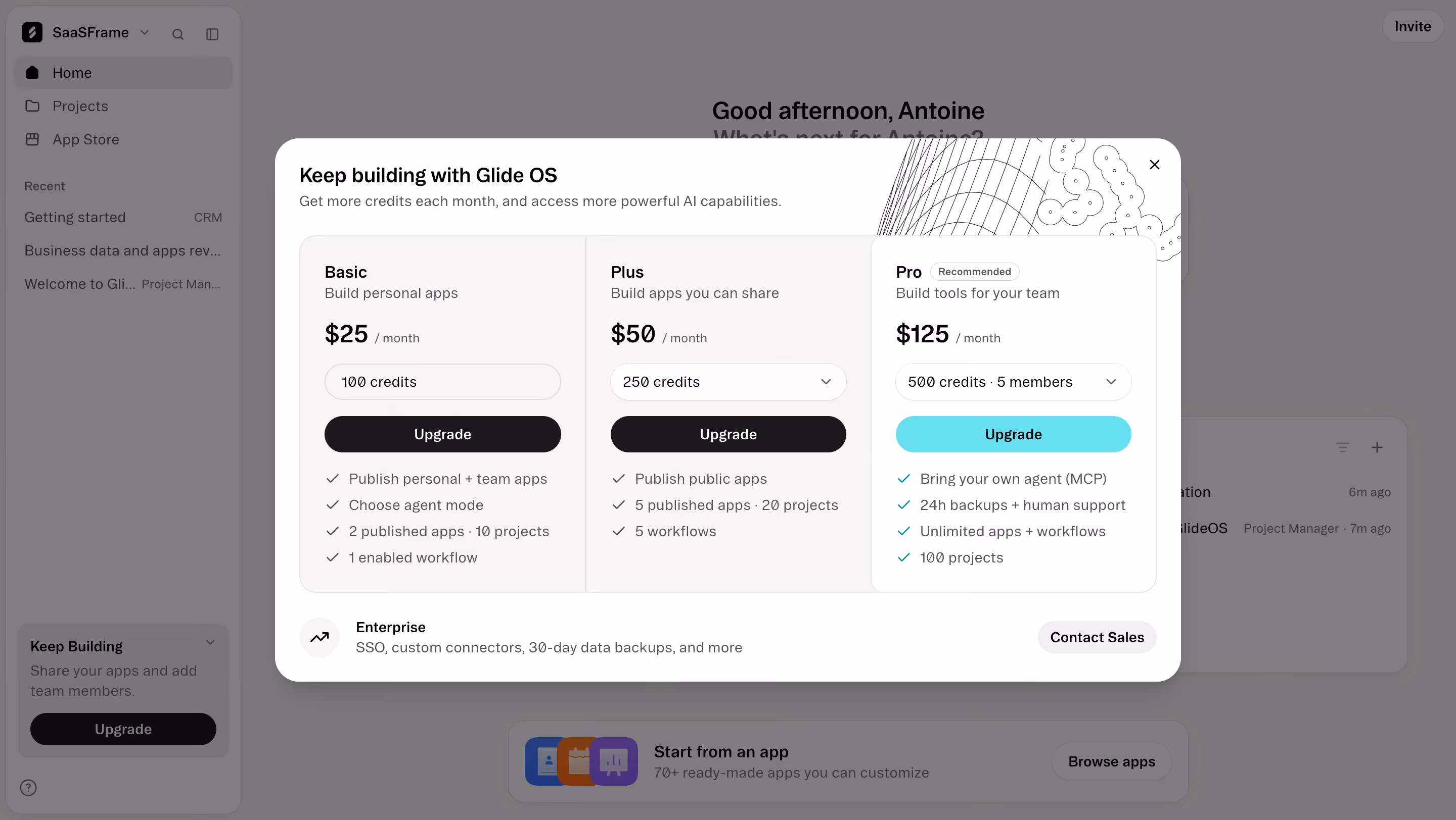 Glide Compare upgrade plans