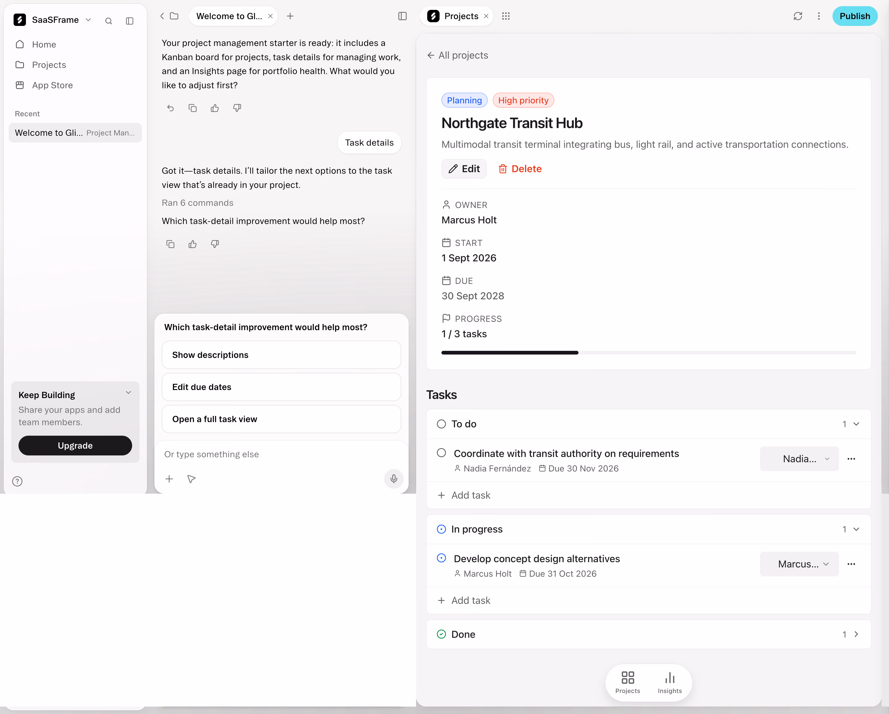 Glide Project tasks and progress