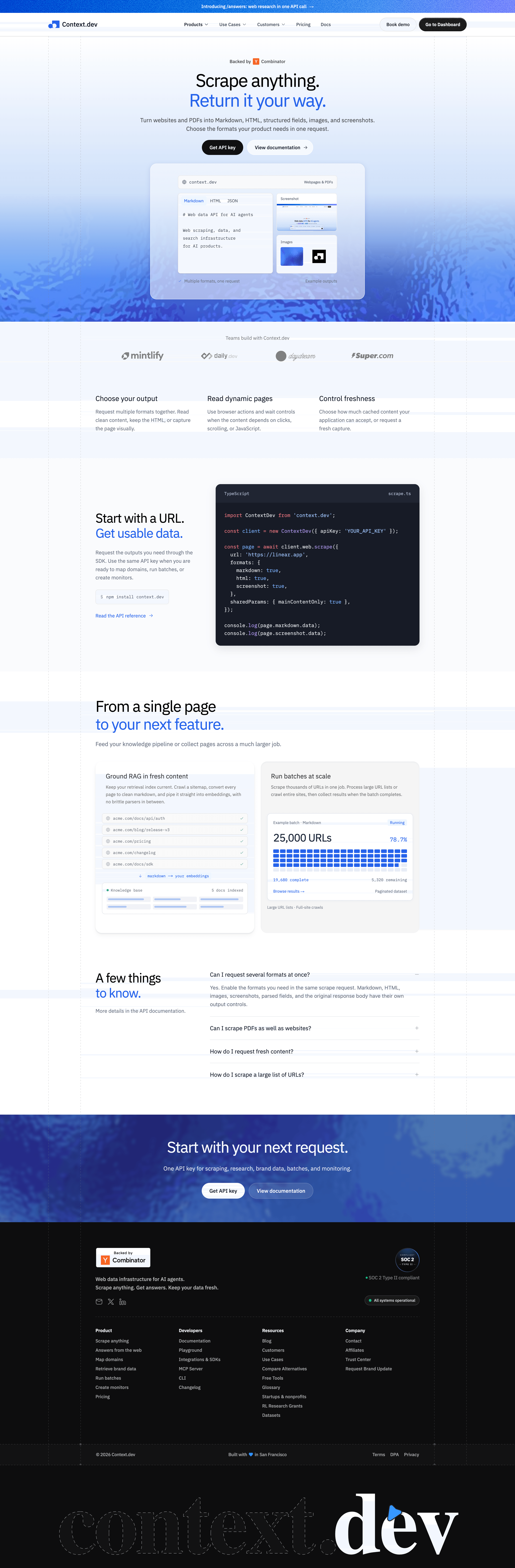 Context.dev Features Page