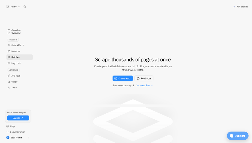 Context.dev Batch scraping empty state