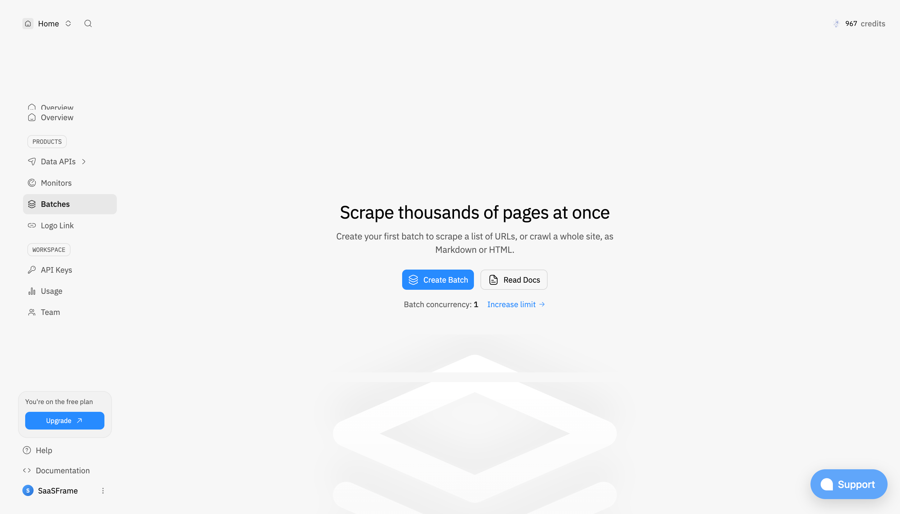 Context.dev Batch scraping empty state