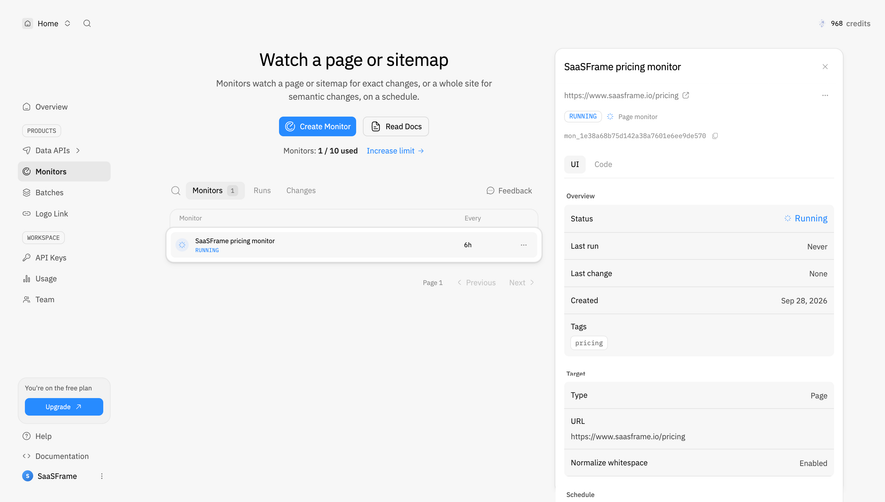 Context.dev Watched page details