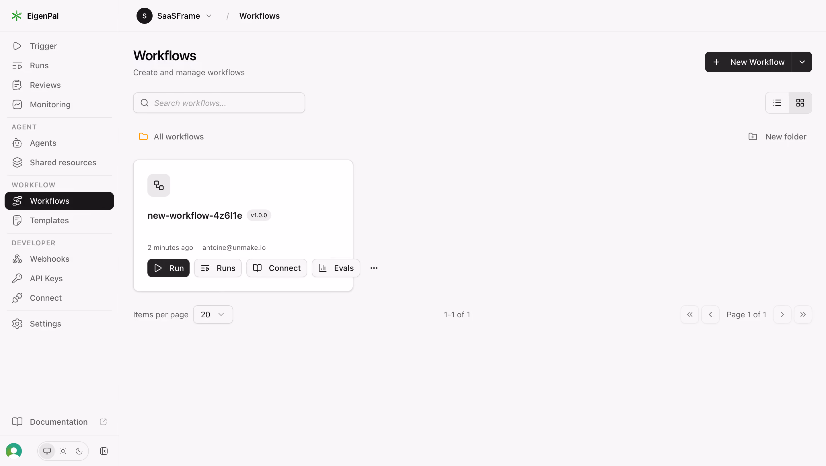 EigenPal Workflows list