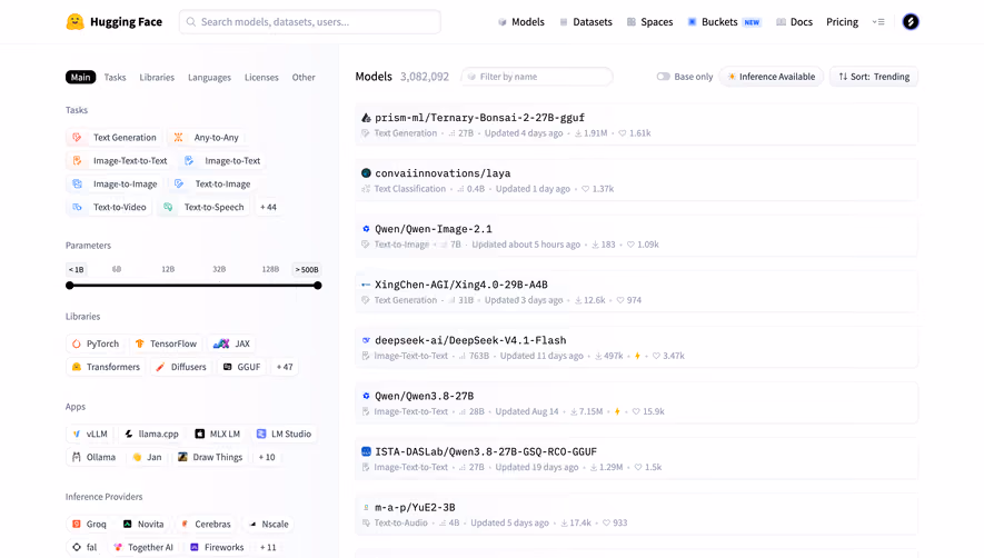 Hugging Face Browse datasets