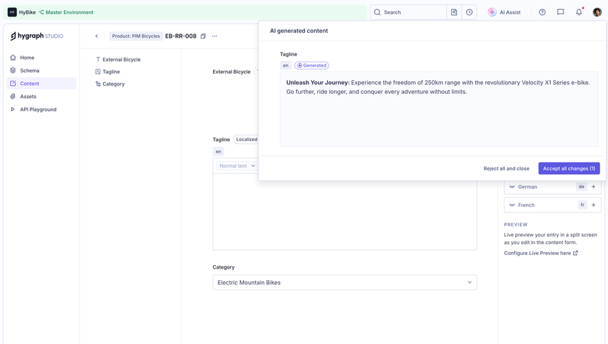 GraphCMS Review AI-generated content