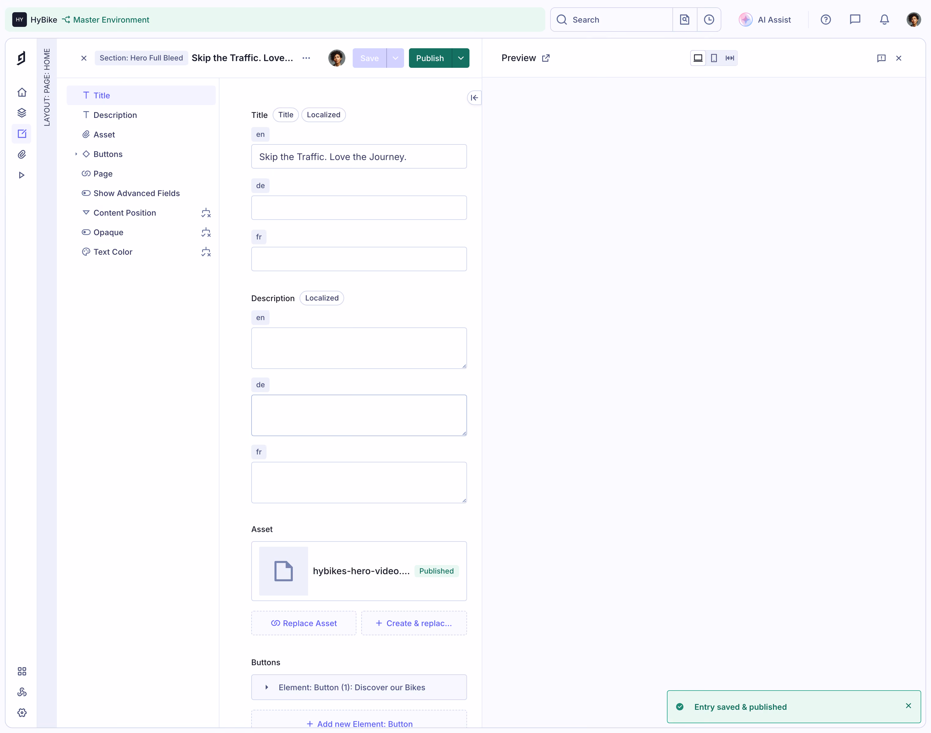 GraphCMS File field editor with success notification