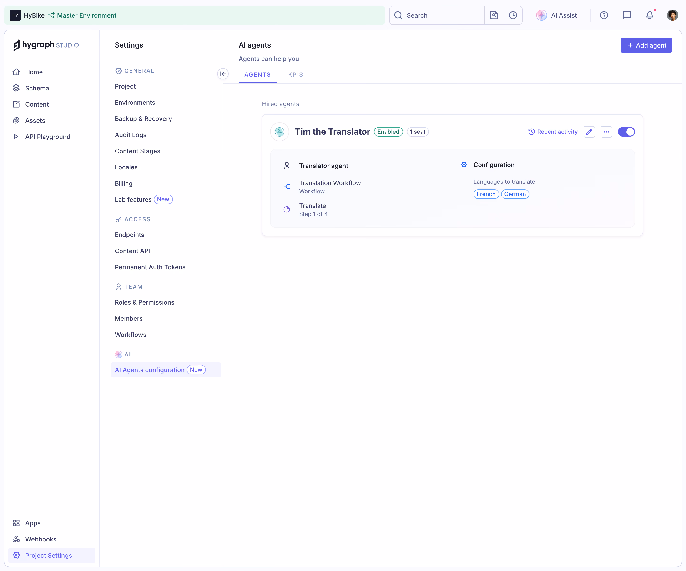 GraphCMS Webhook trigger settings
