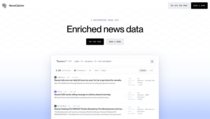 NewsCatcher Features Page
