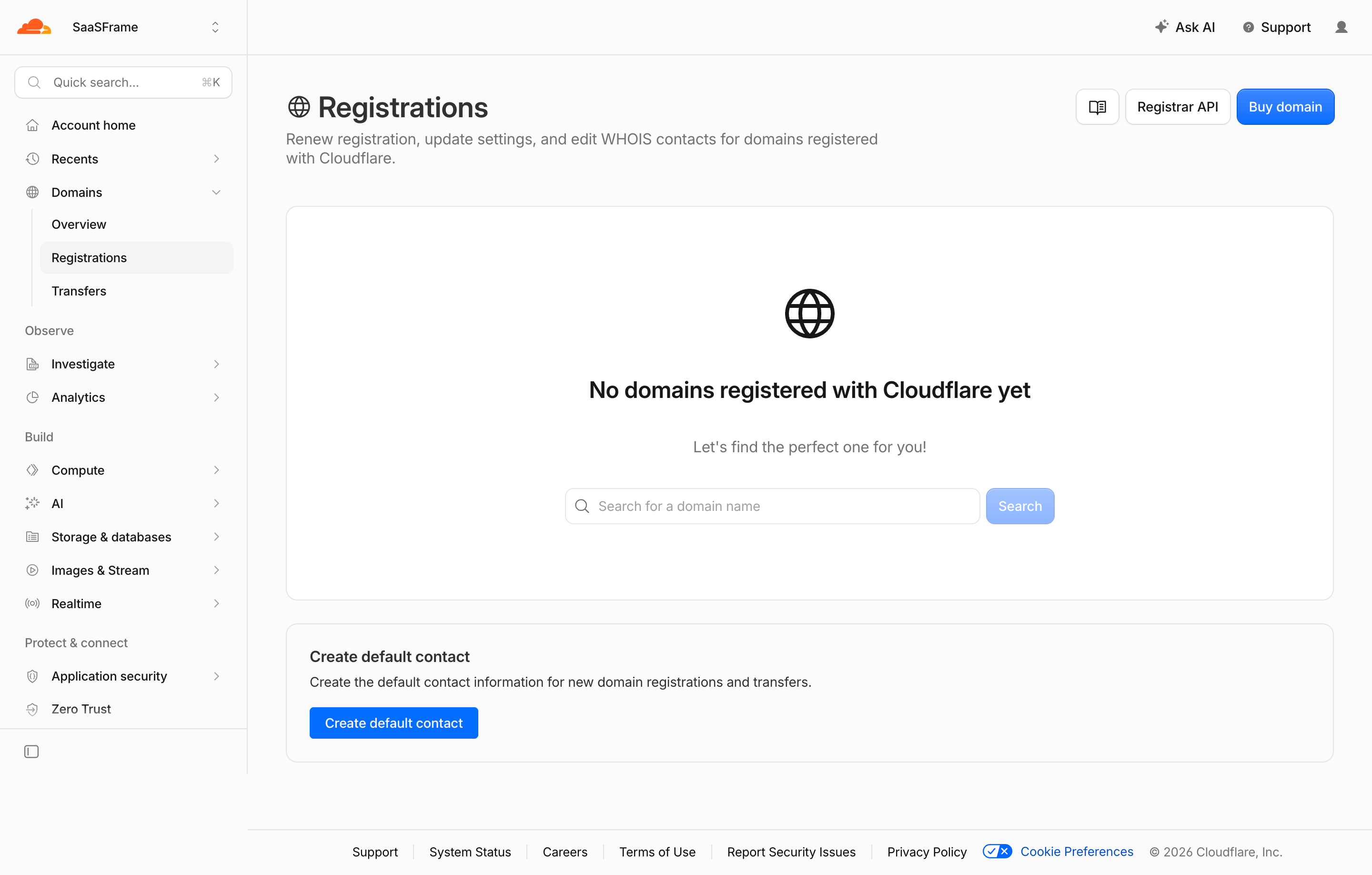 Cloudflare Domain Registration
