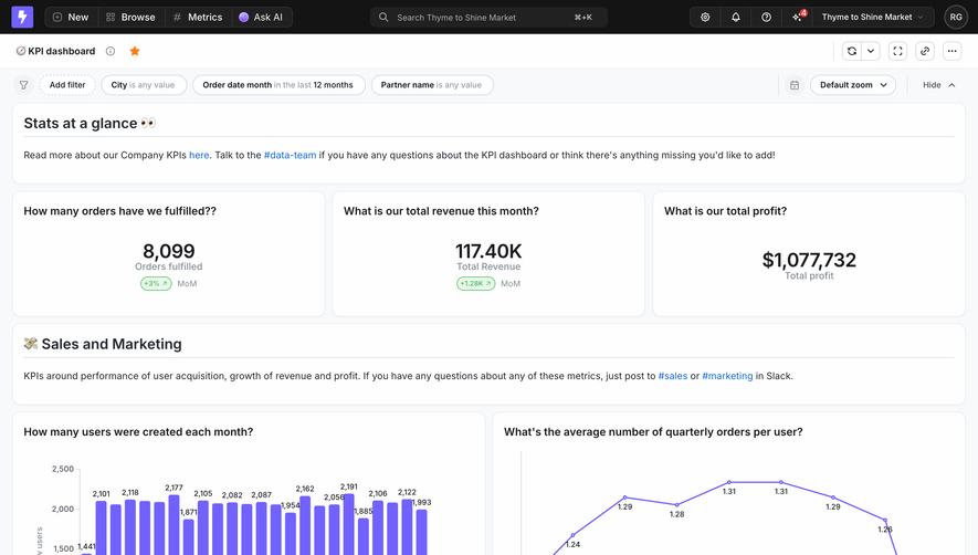 Lightdash KPI Dashboard