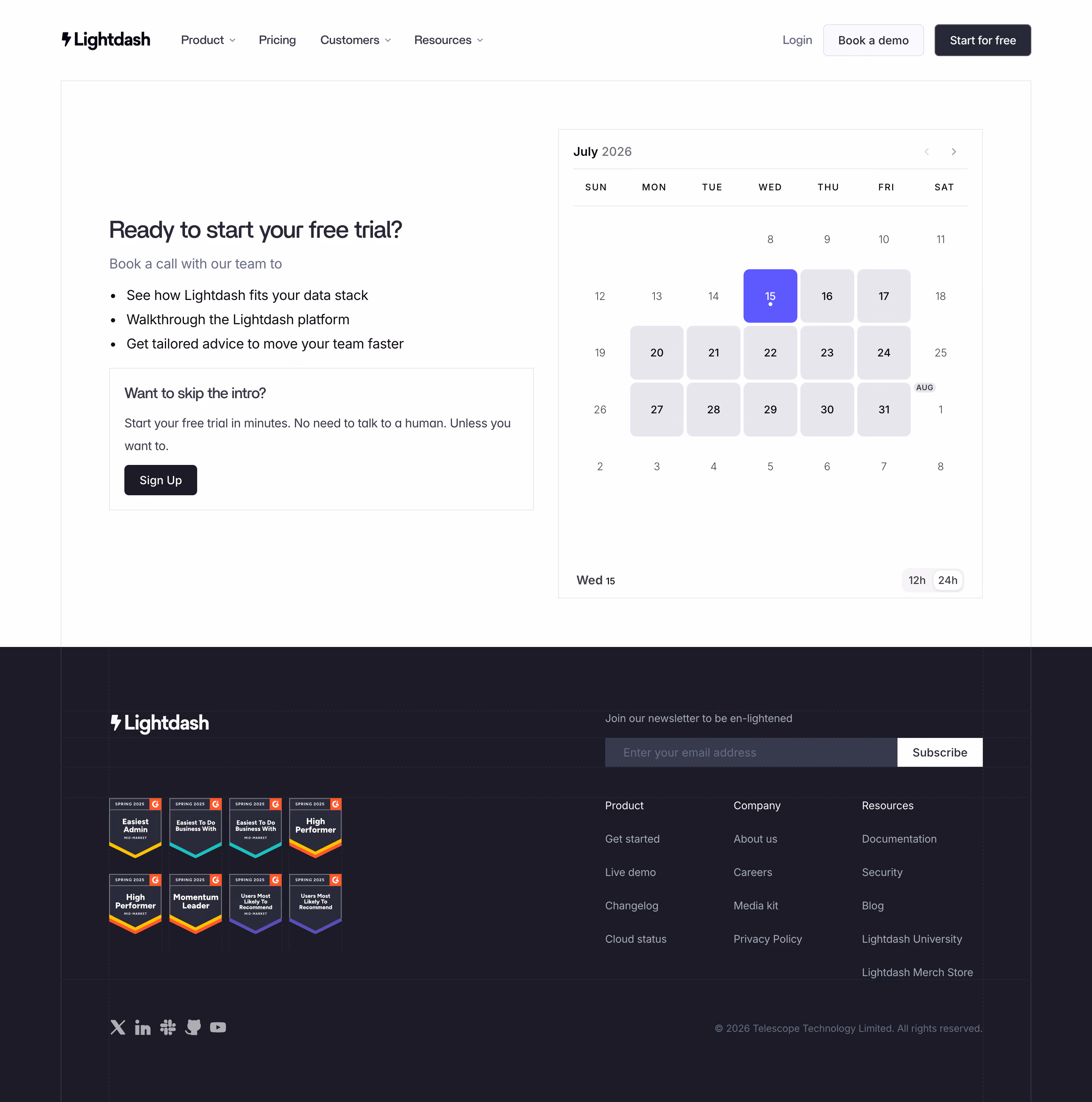Lightdash Contact Page