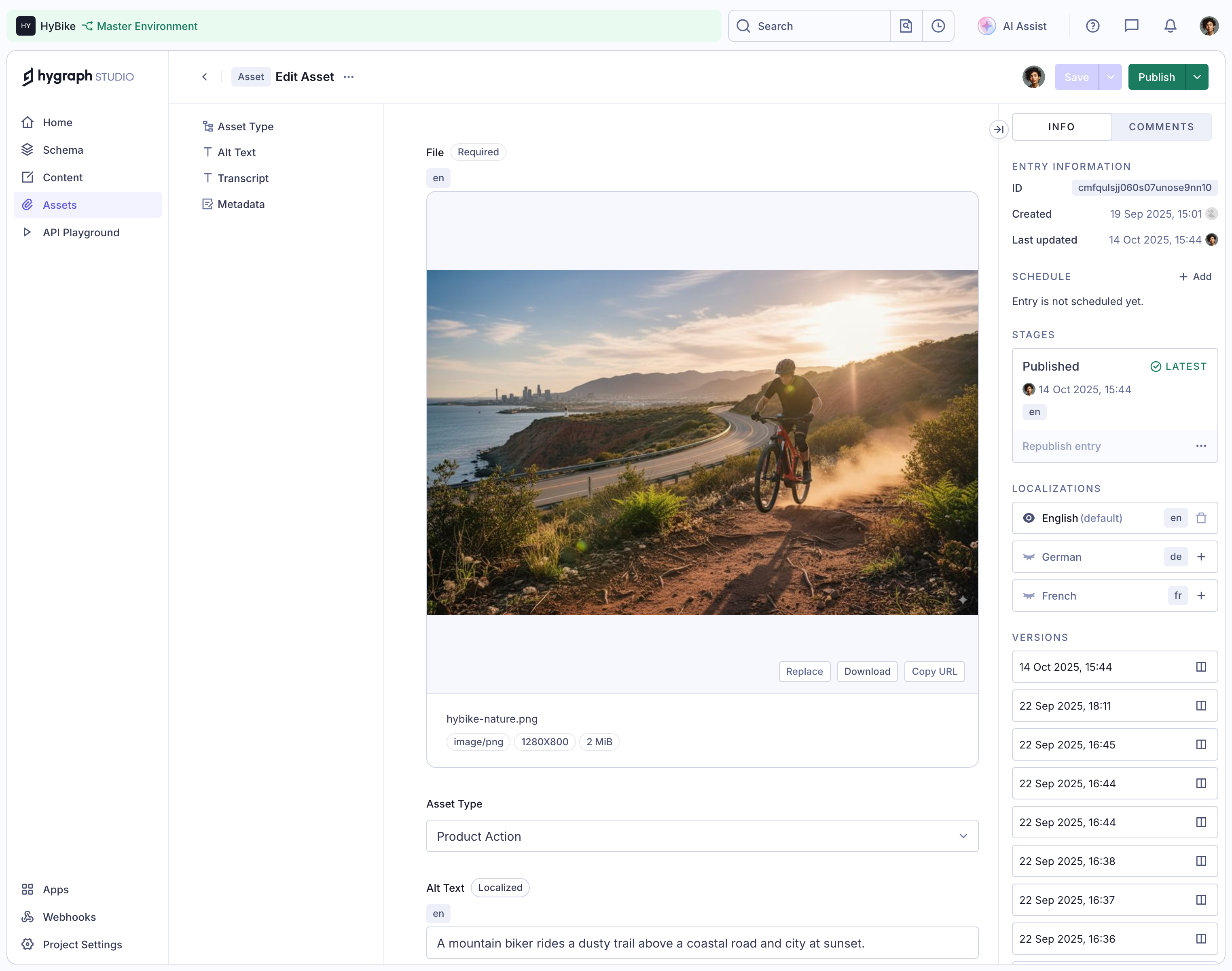 GraphCMS Asset details and preview