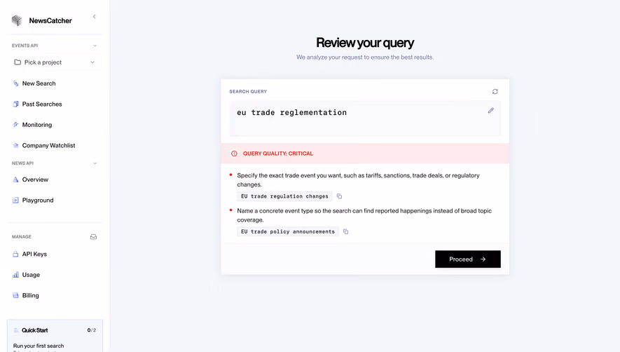 NewsCatcher Query Review