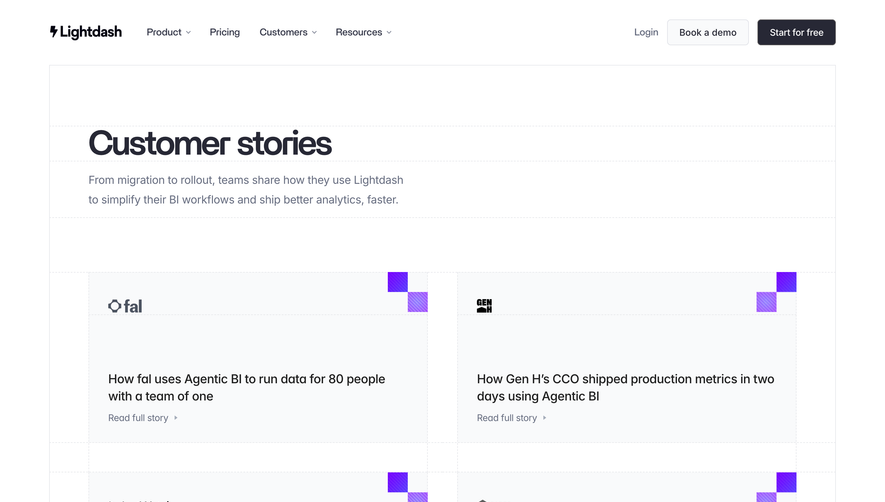 Lightdash Customers Page