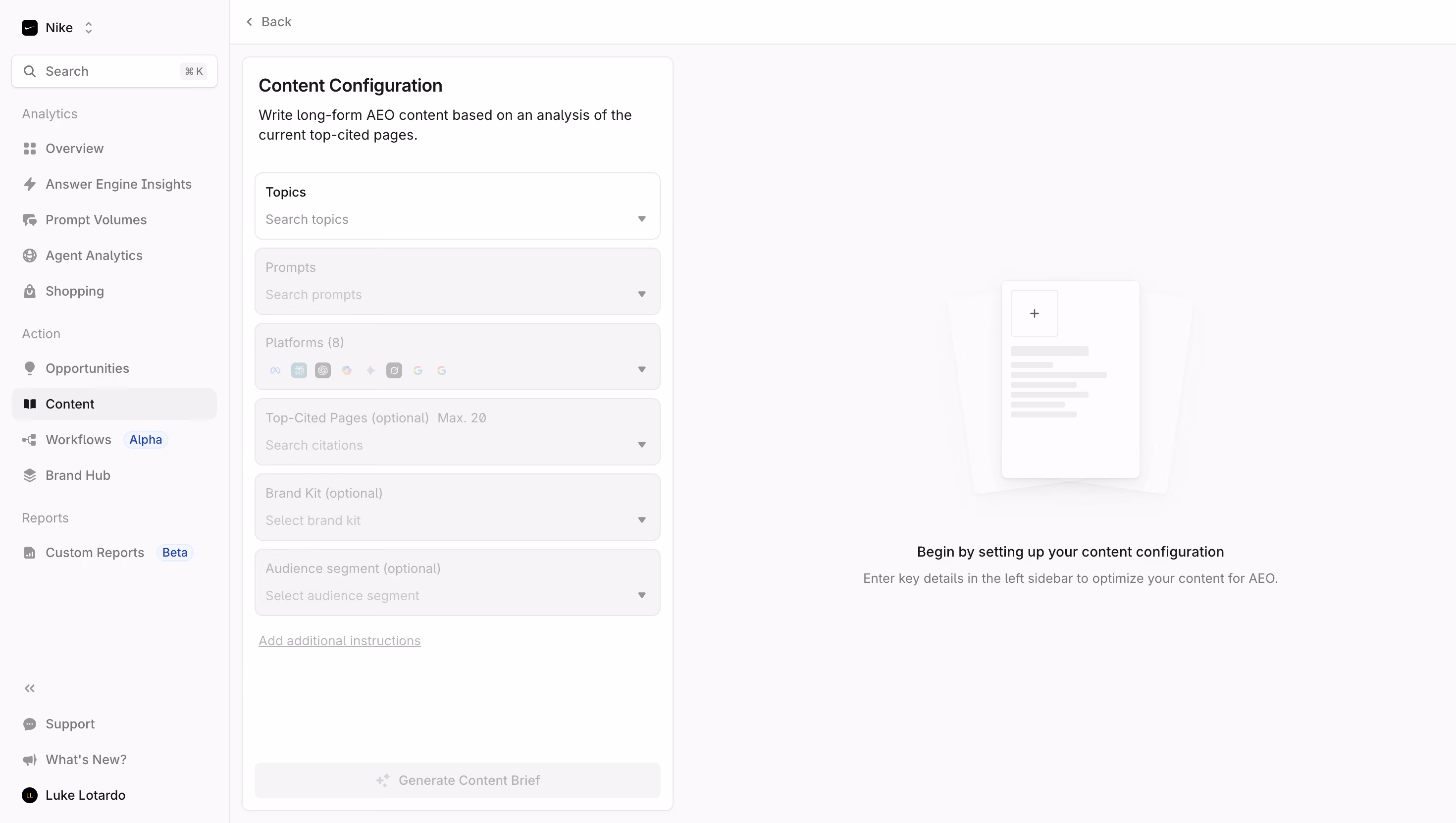 Profound Content Configuration