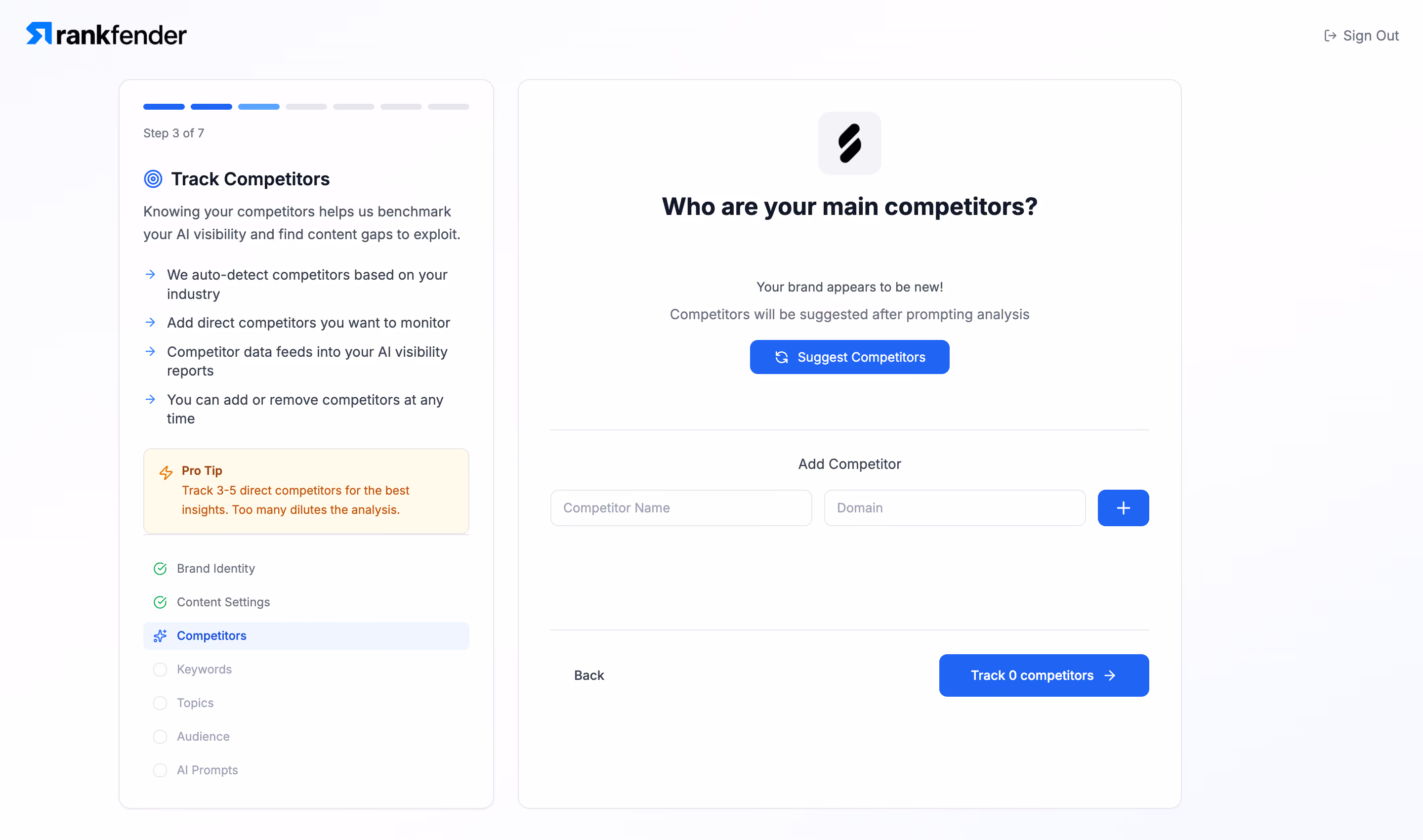 Rankfender Add Competitors