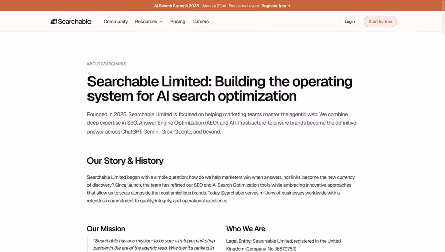 Searchable About Page