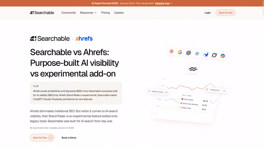 Searchable Comparison Page