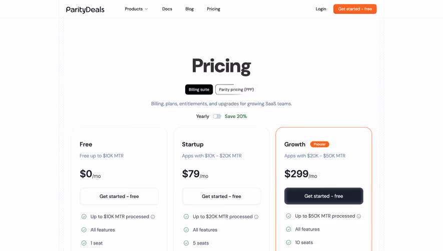 ParityDeals Pricing Page