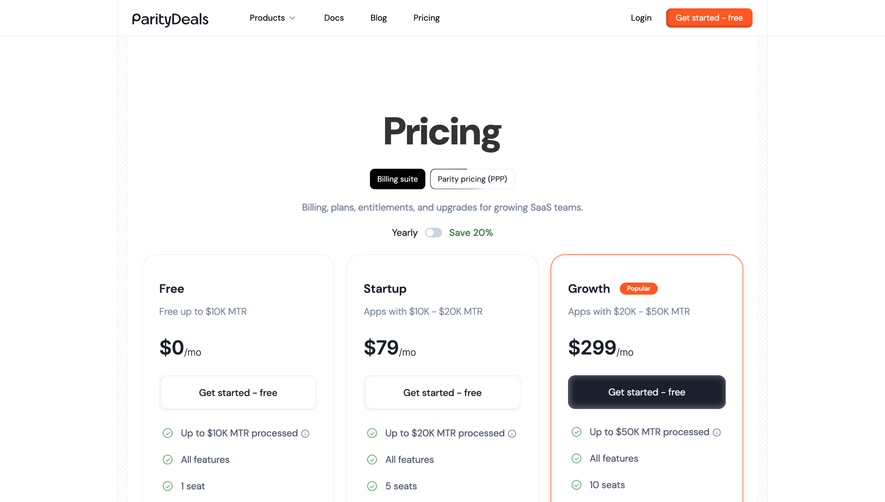 ParityDeals Pricing Page