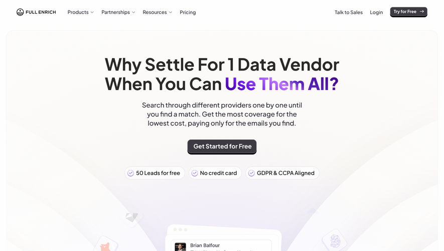 FullEnrich Features Page