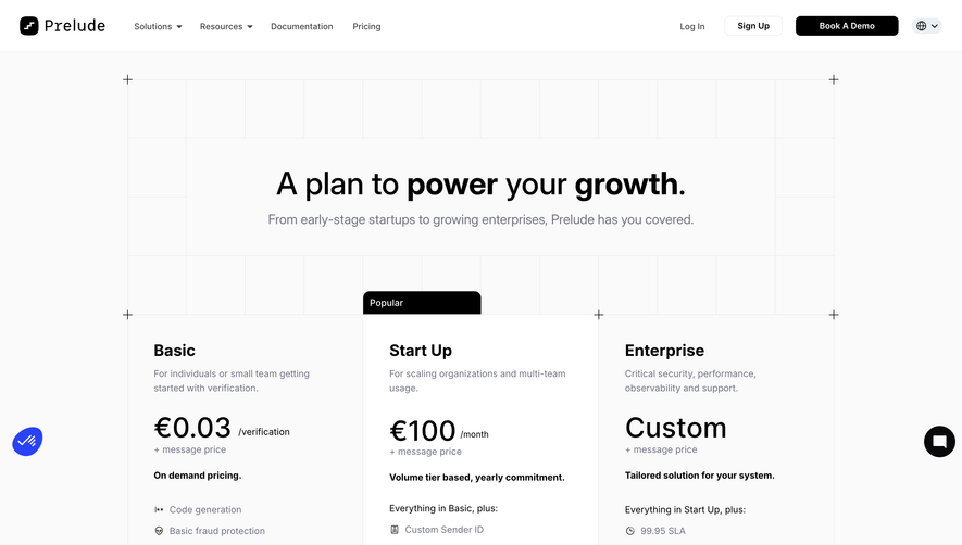 Prelude Pricing Page