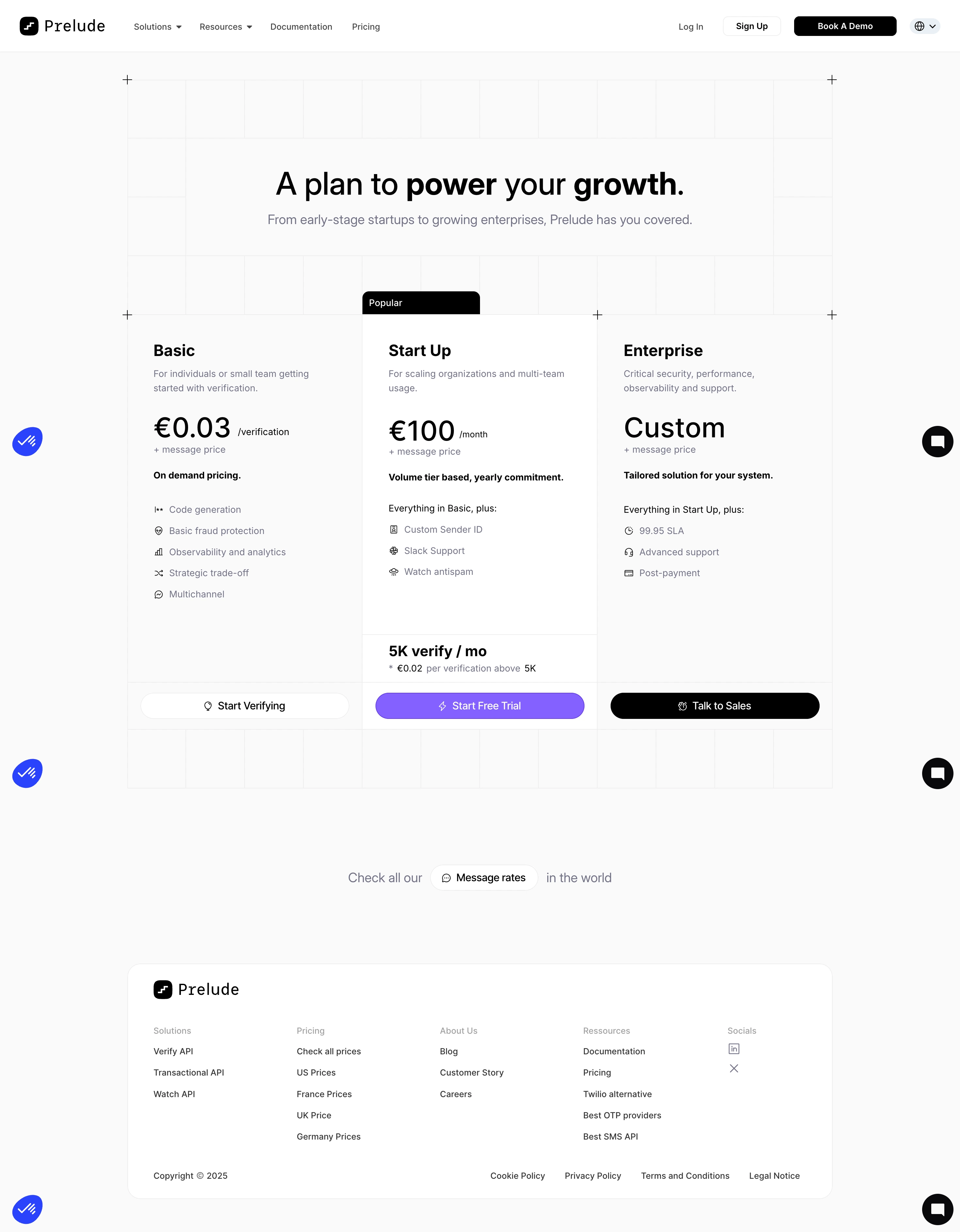 Prelude Pricing Page