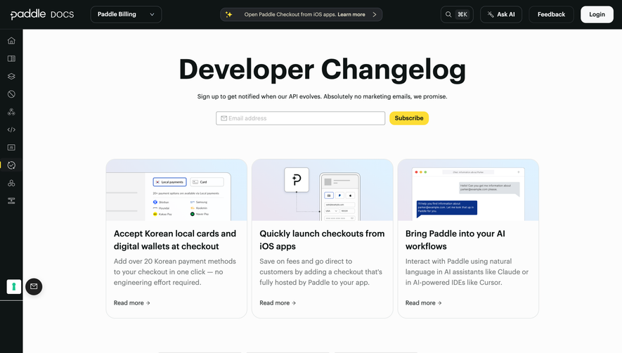 Paddle Changelog