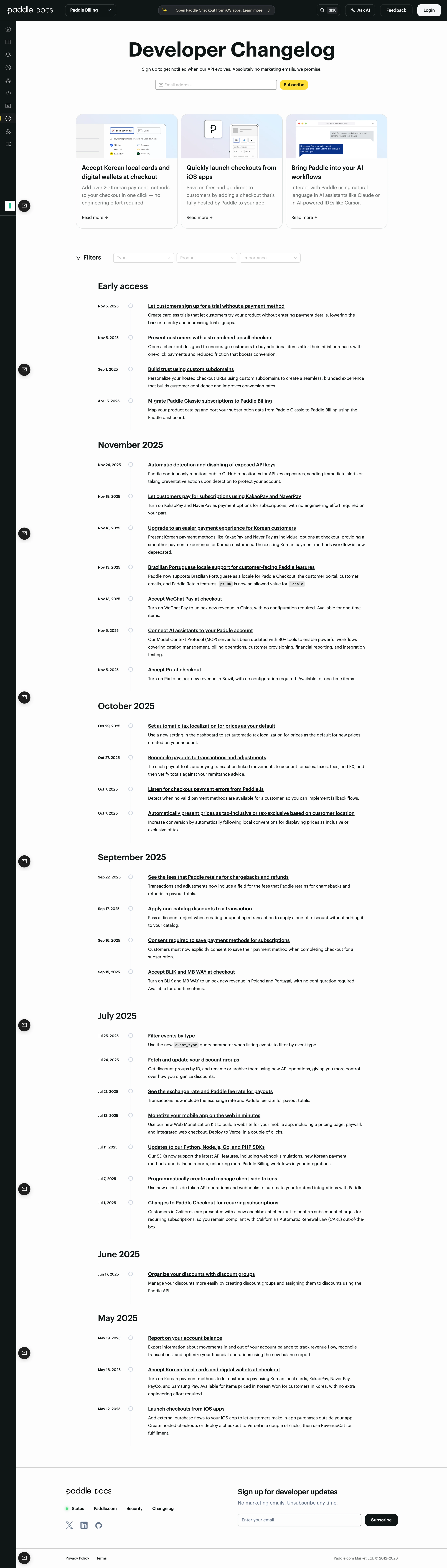 Paddle Changelog