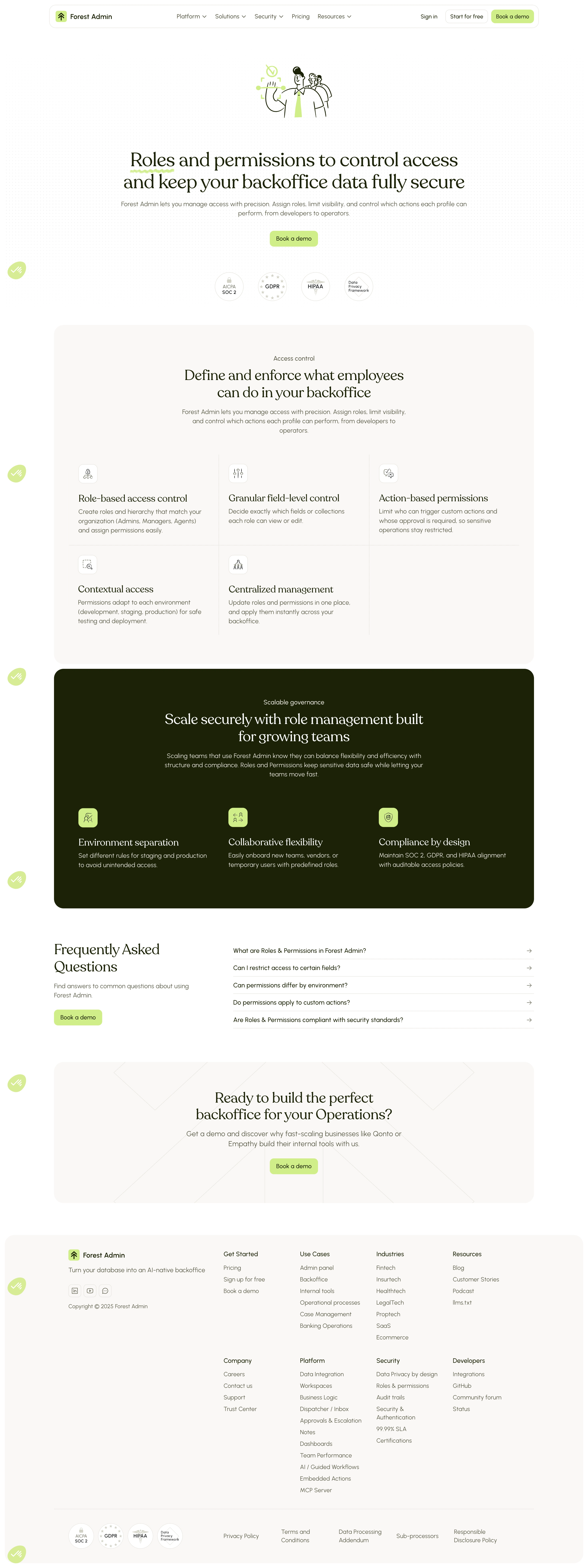Forest Admin Security Page