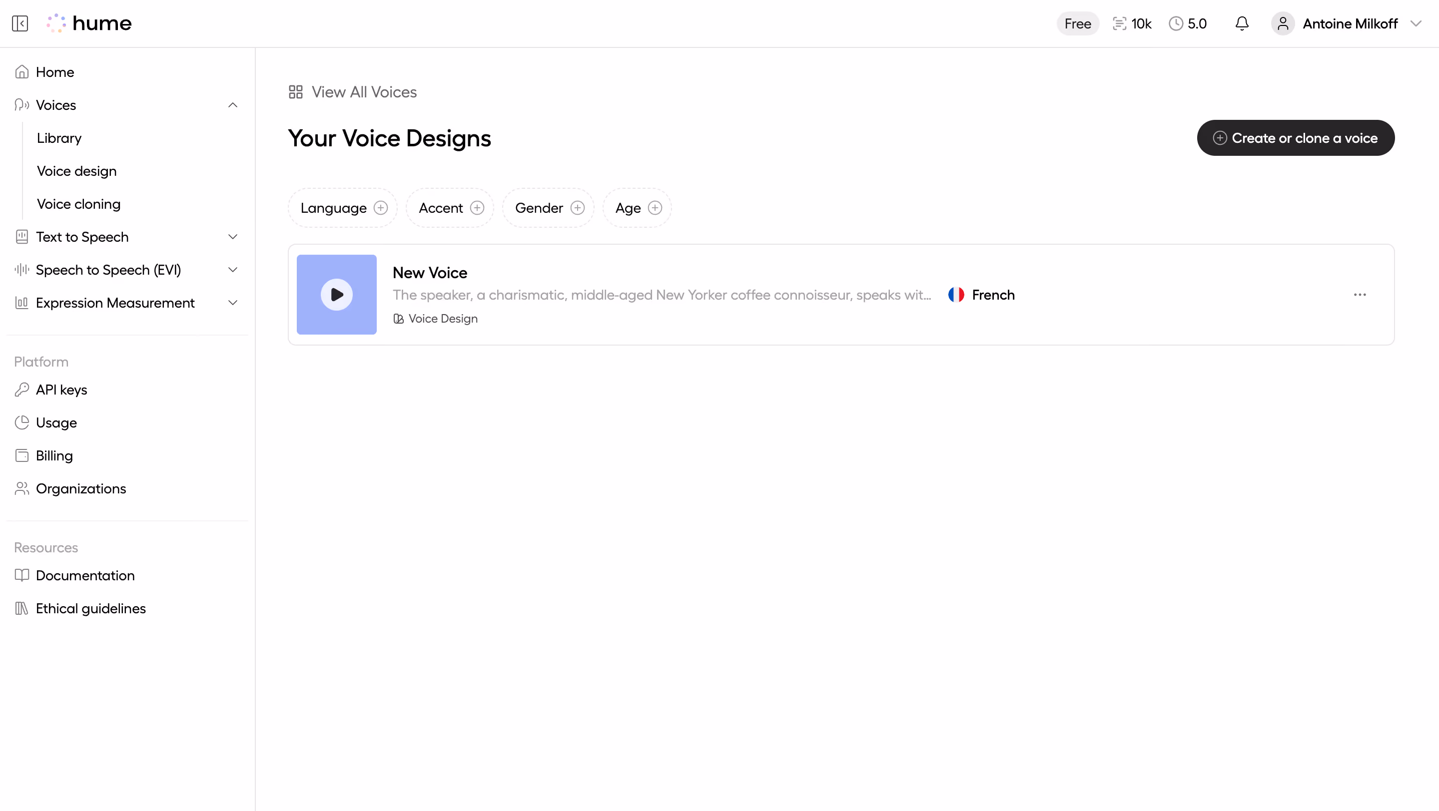 Hume AI Your Voice Design Library
