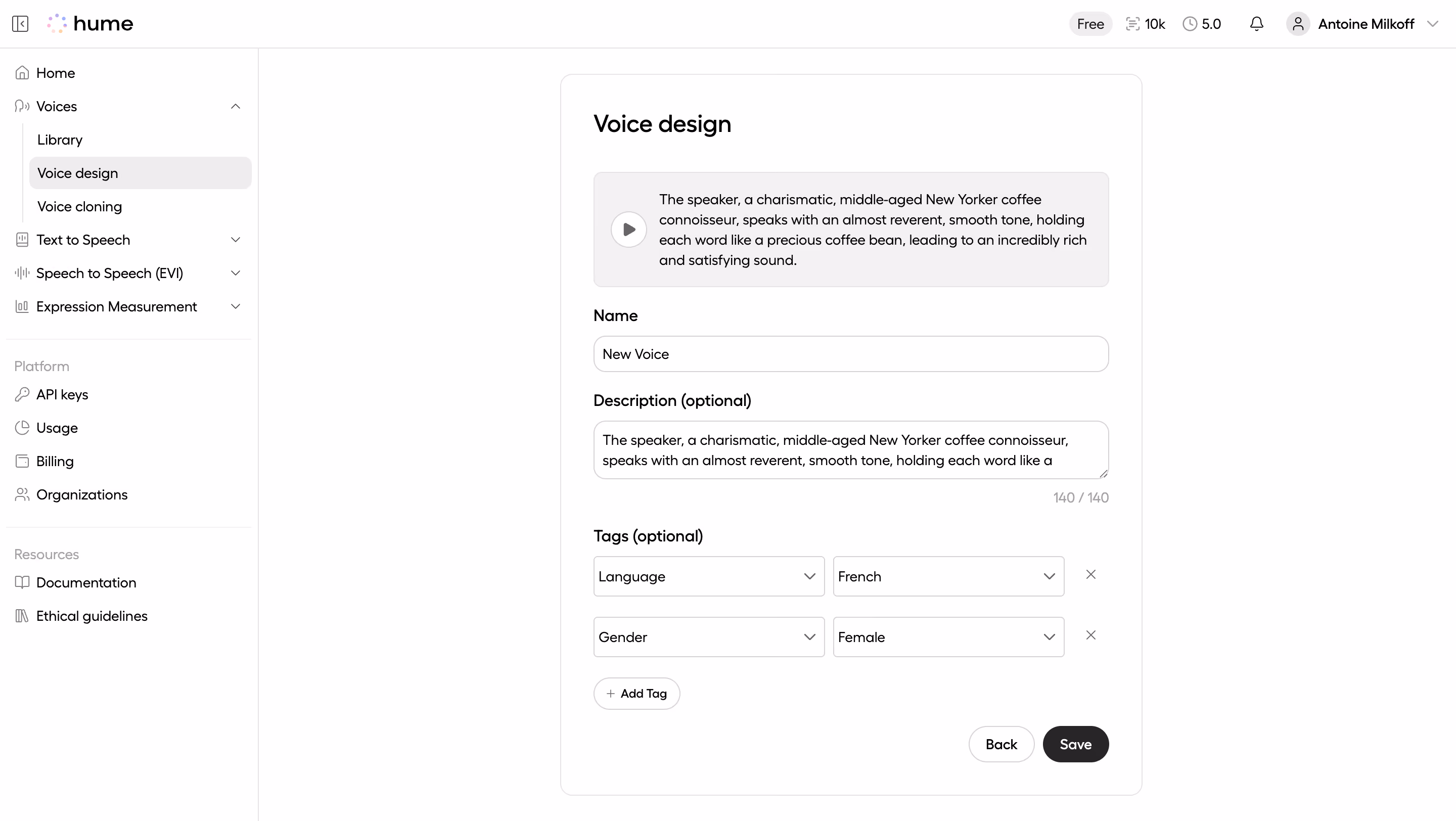 Hume AI New Voice Set Up