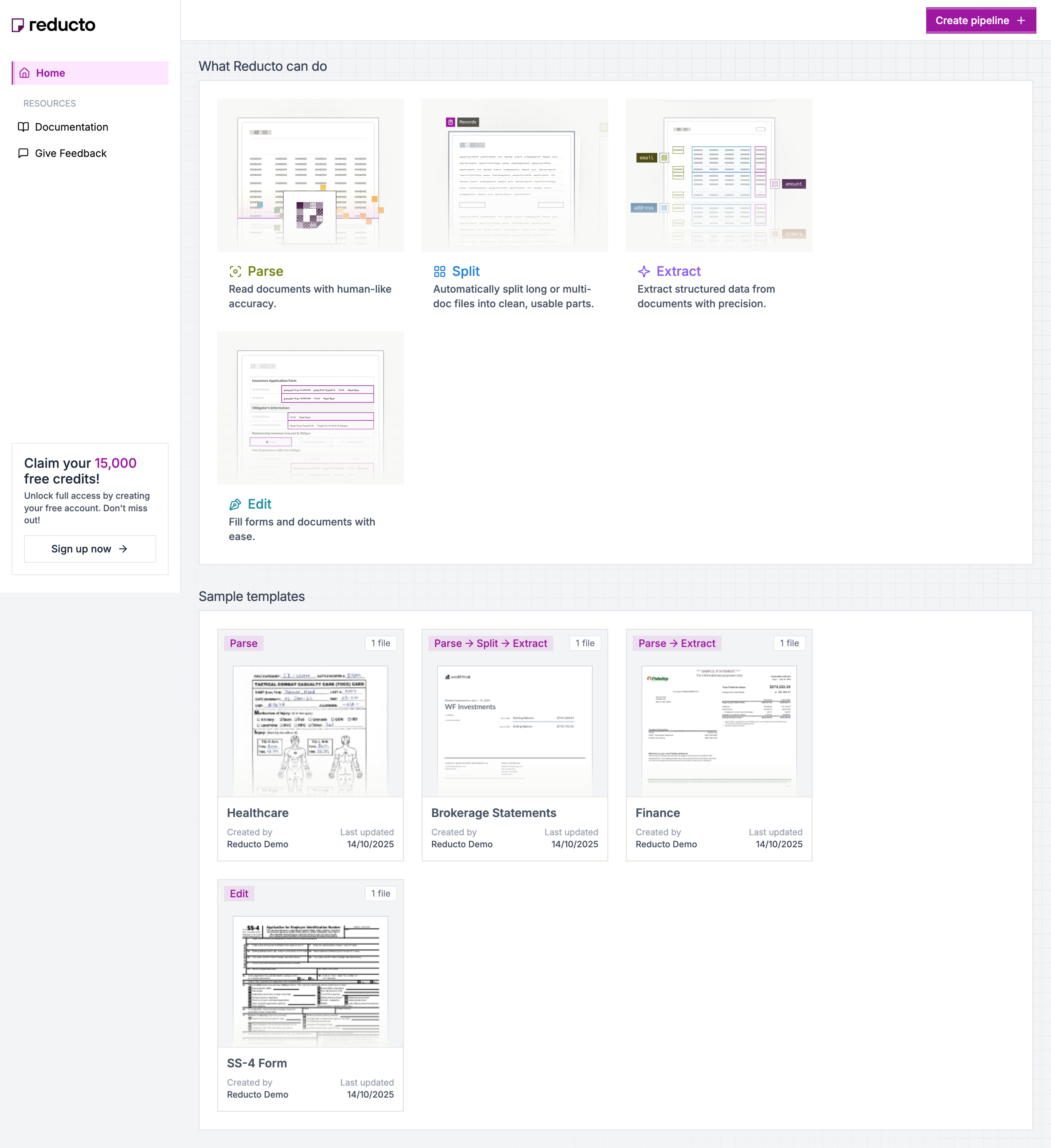 Reducto Dashboard