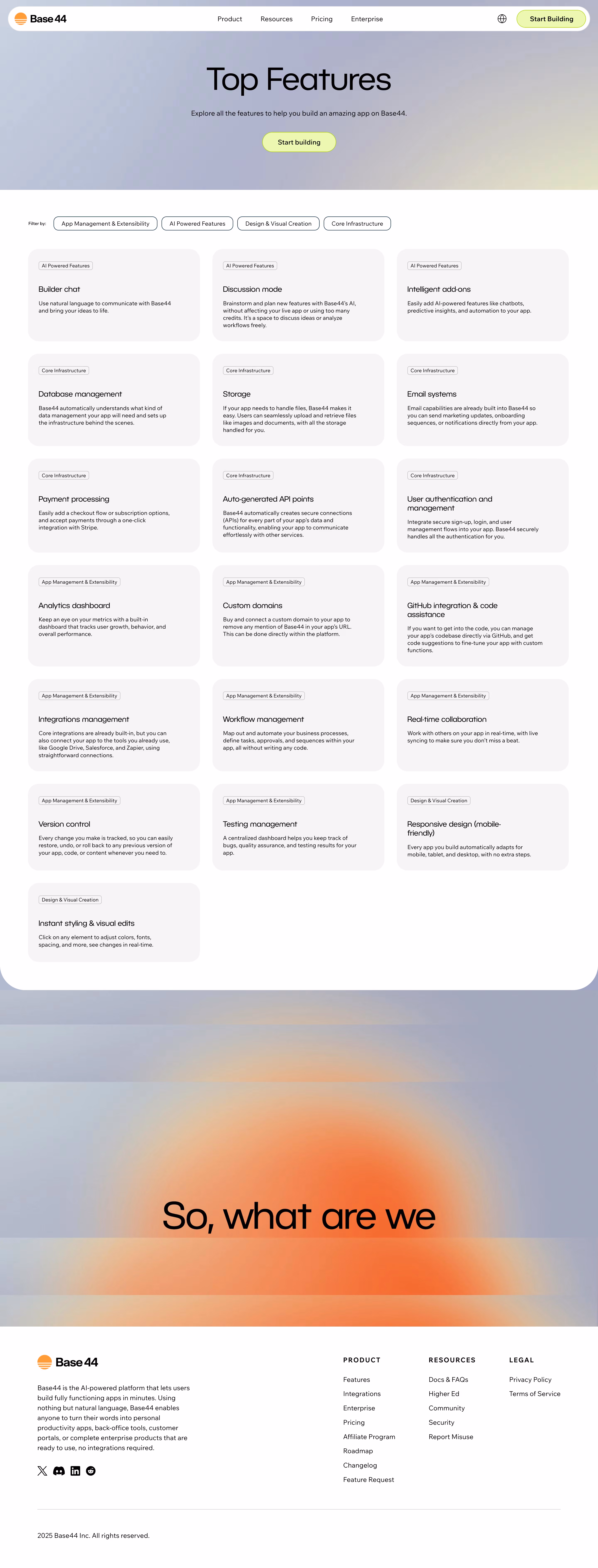Base44 Features Page