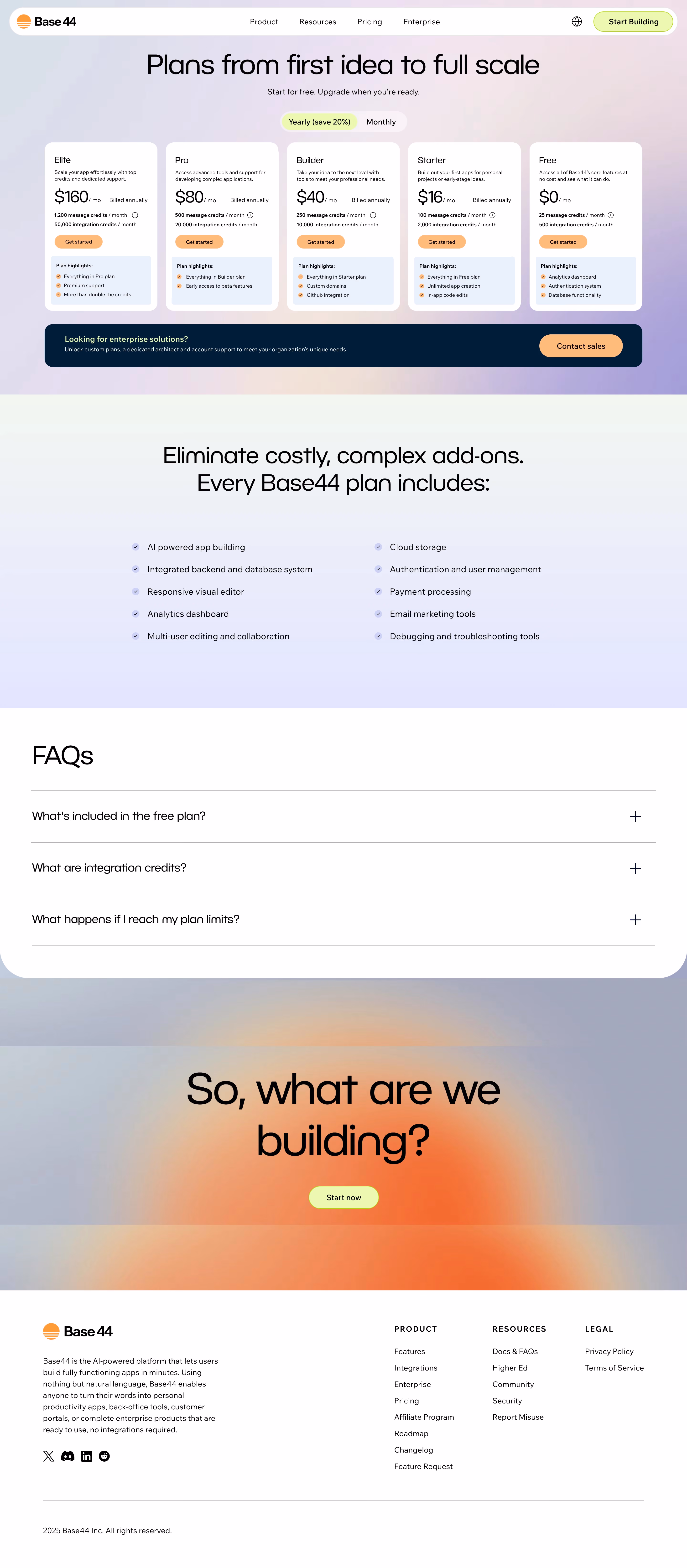Base44 Pricing Page