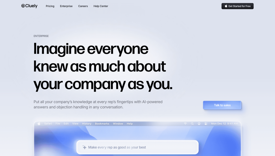 Cluely Enterprise Page