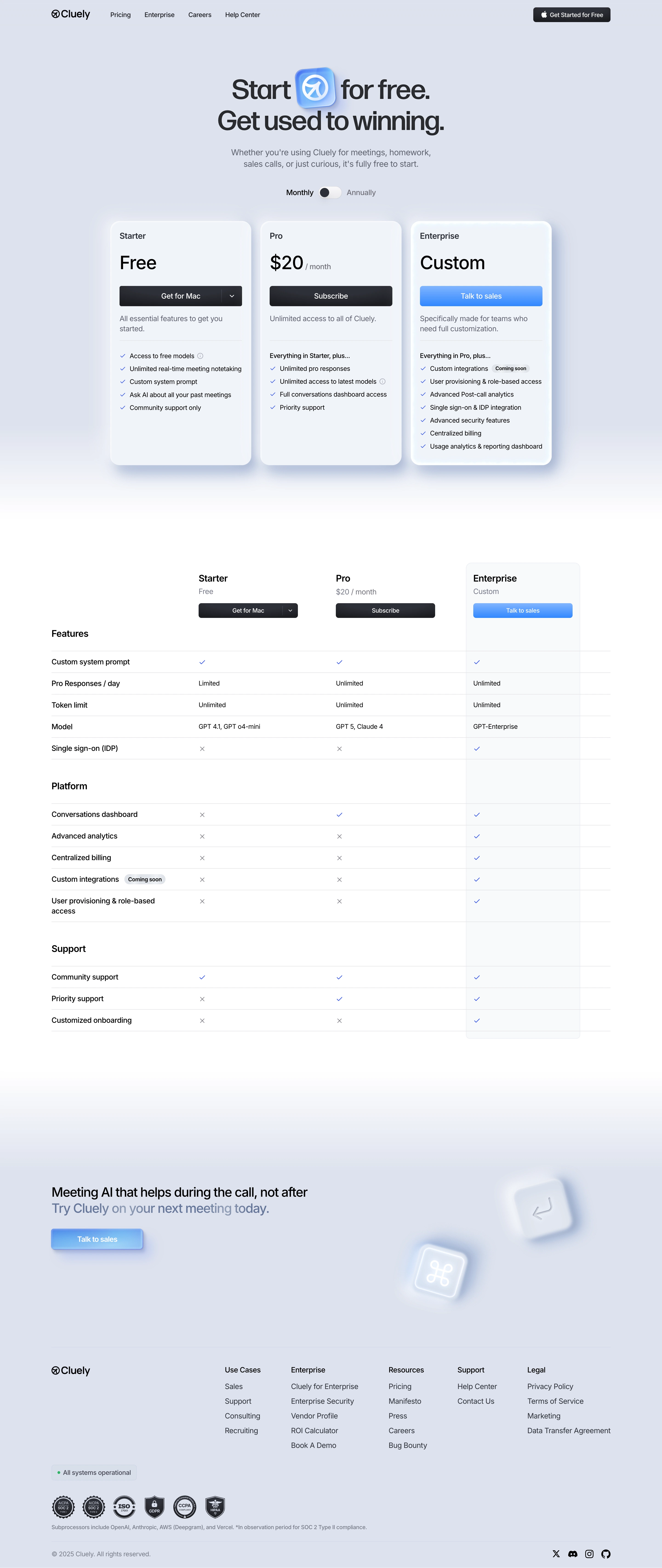 Cluely Pricing Page