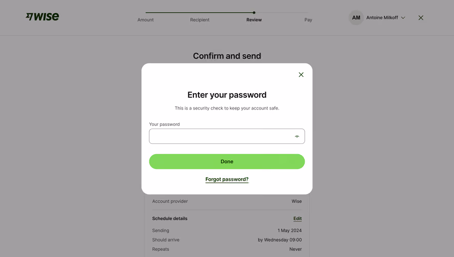 Wise Enter Password