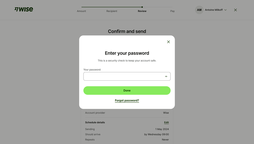 Wise Enter Password