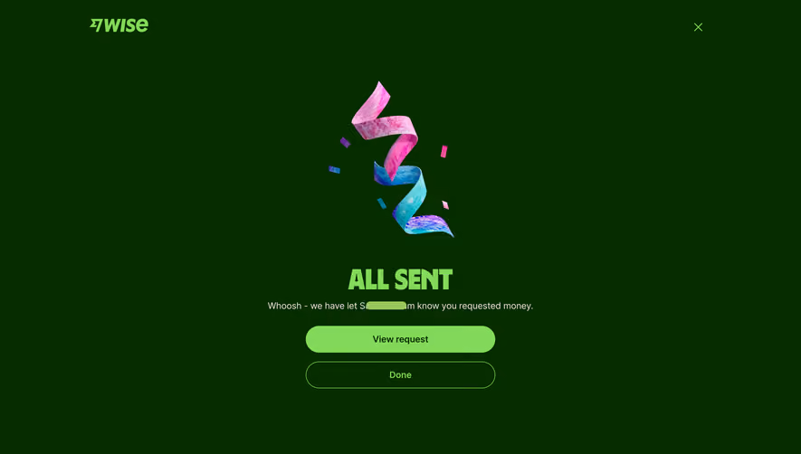 Wise Payment Request Sent