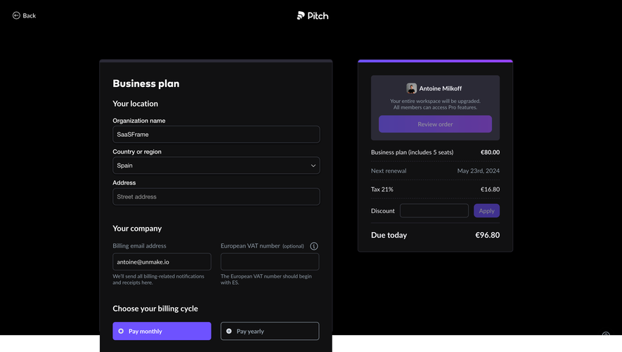 Pitch Checkout