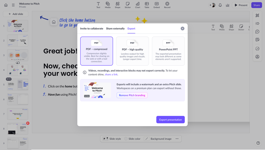 Pitch Export Presentation