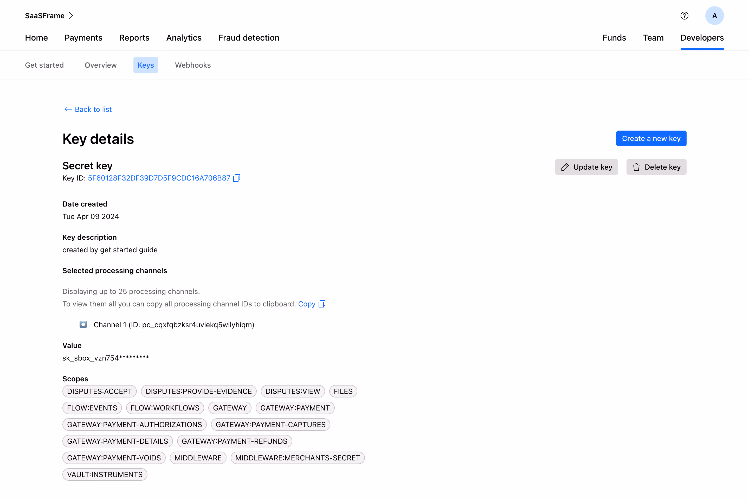 Checkout.com API Key Details
