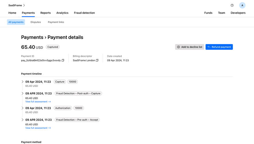 Checkout.com Payment Details